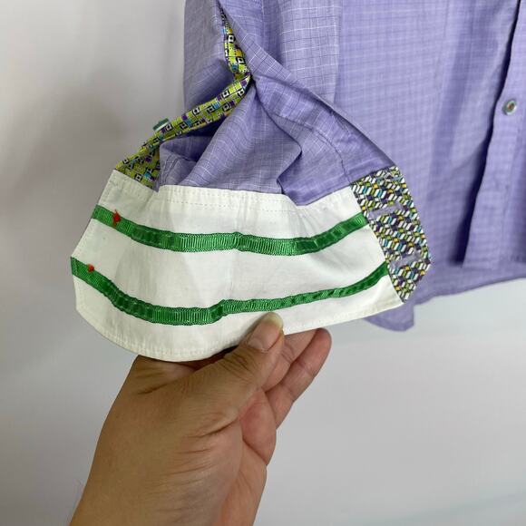 Robert Graham Tailored Fit Light Purple plaid Long sleeve button down Medium - Picture 5 of 16